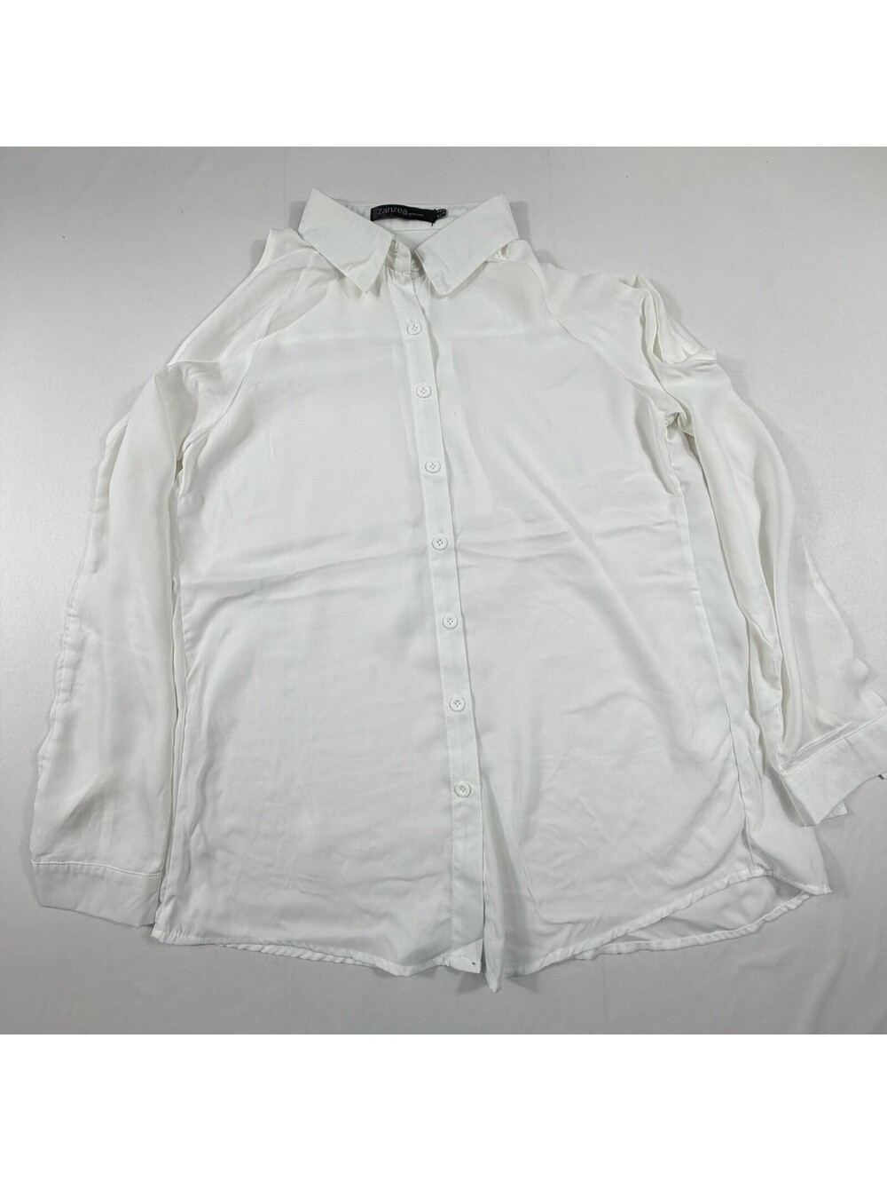 Zanzea White Long Sleeve Button-Up Blouse Size 6 US